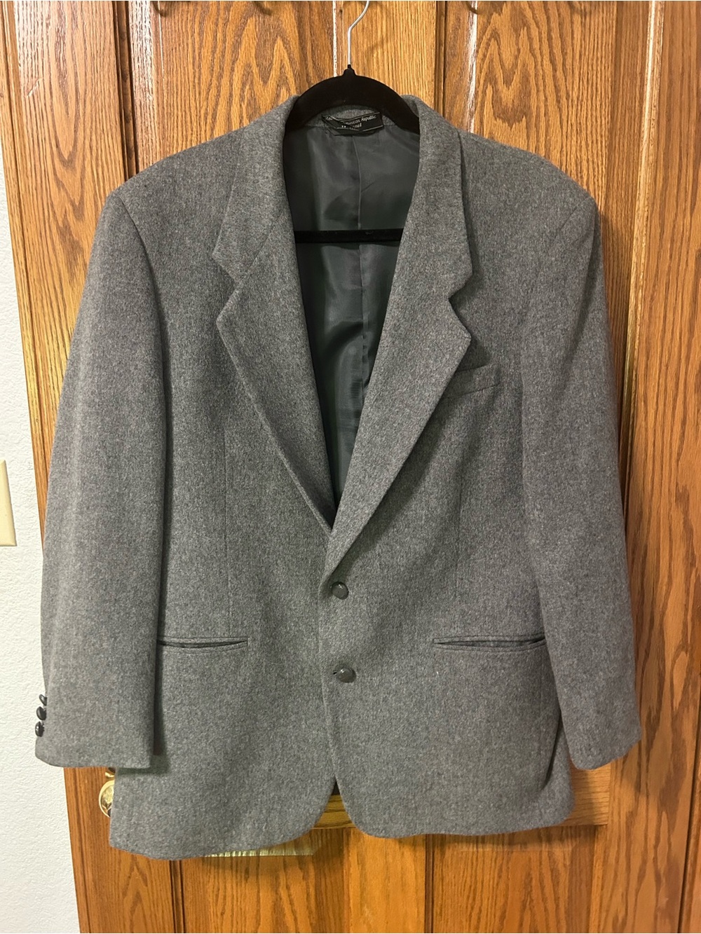 Men's Gray Wool Blazer - Classic Two-Button Jacket 100% Camel